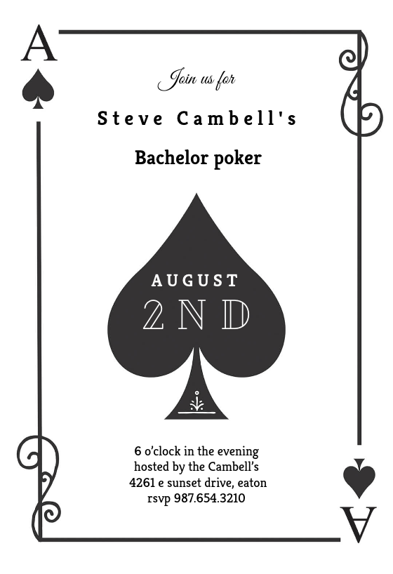Ace Of Spades Bachelor Party Invitation Template (Free) Greetings